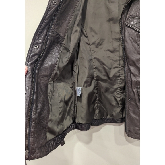 Eddie Bauer Dark Brown 100% Lamb Leather Jacket Size Small - Picture 4 of 6